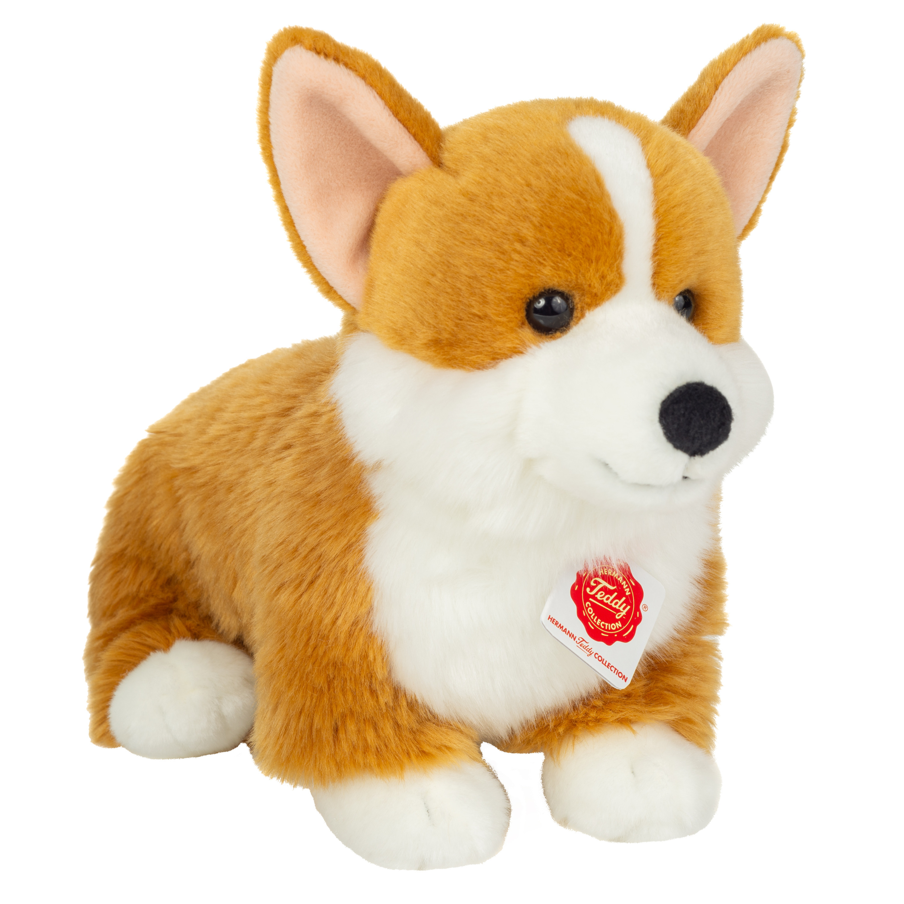 Hermann Teddy Knuffeldier Corgi hond - zachte pluche stof - premium kwaliteit knuffels - bruin/wit - 30 cm -