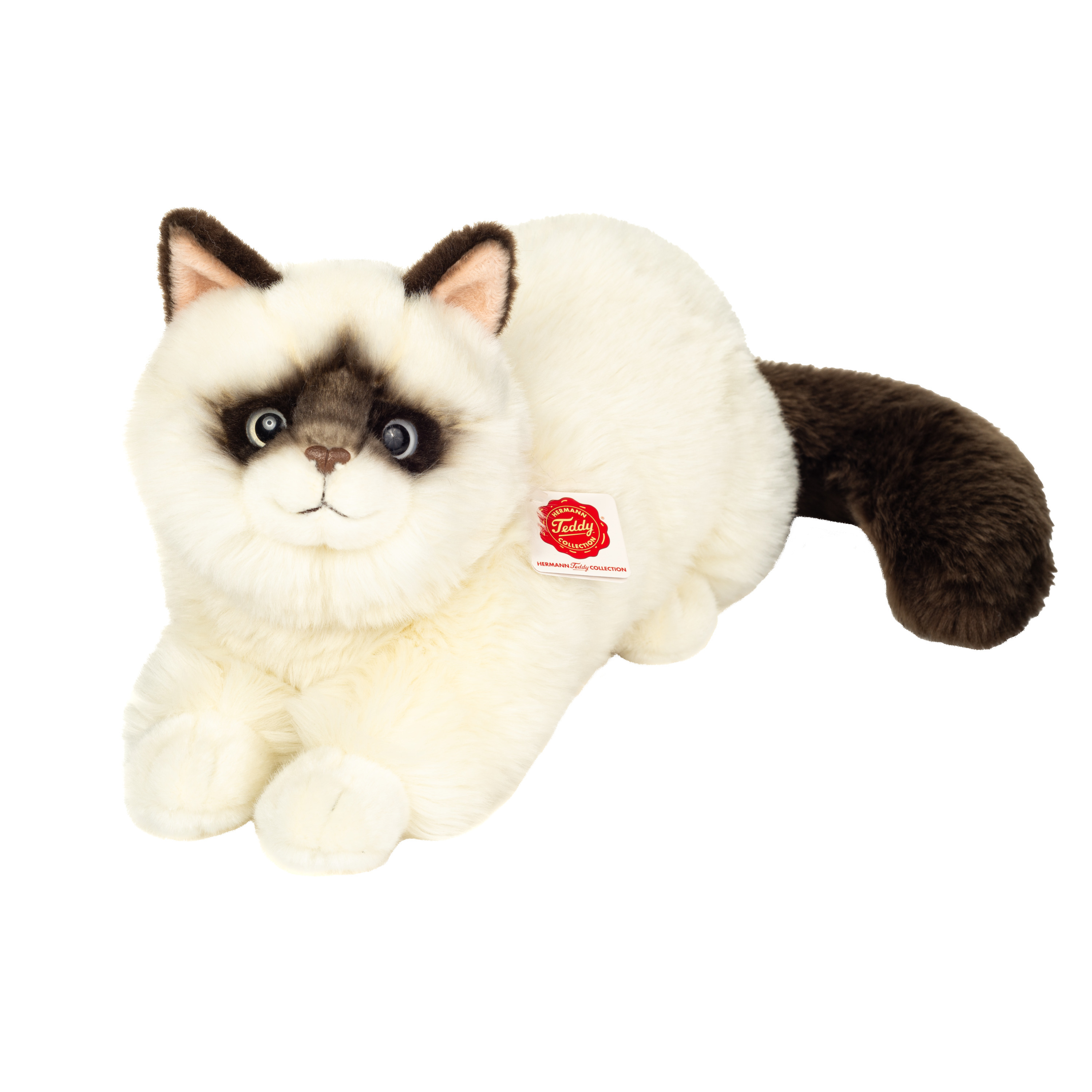 Hermann Teddy Knuffeldier Kat/poes Ragdoll - zachte pluche stof - premium kwaliteit knuffels - wit/zwart - cm -