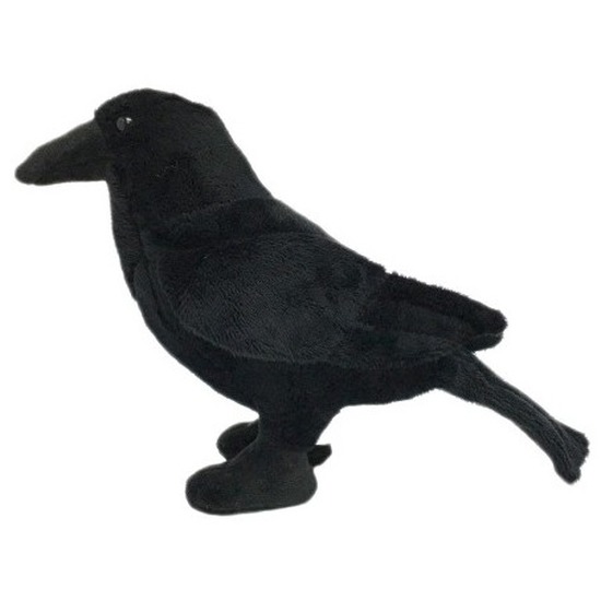 Cornelissen Pluche zwarte kraai/raaf vogel knuffel - 18 cm - Vogels dieren - decoratie/speelgoed -