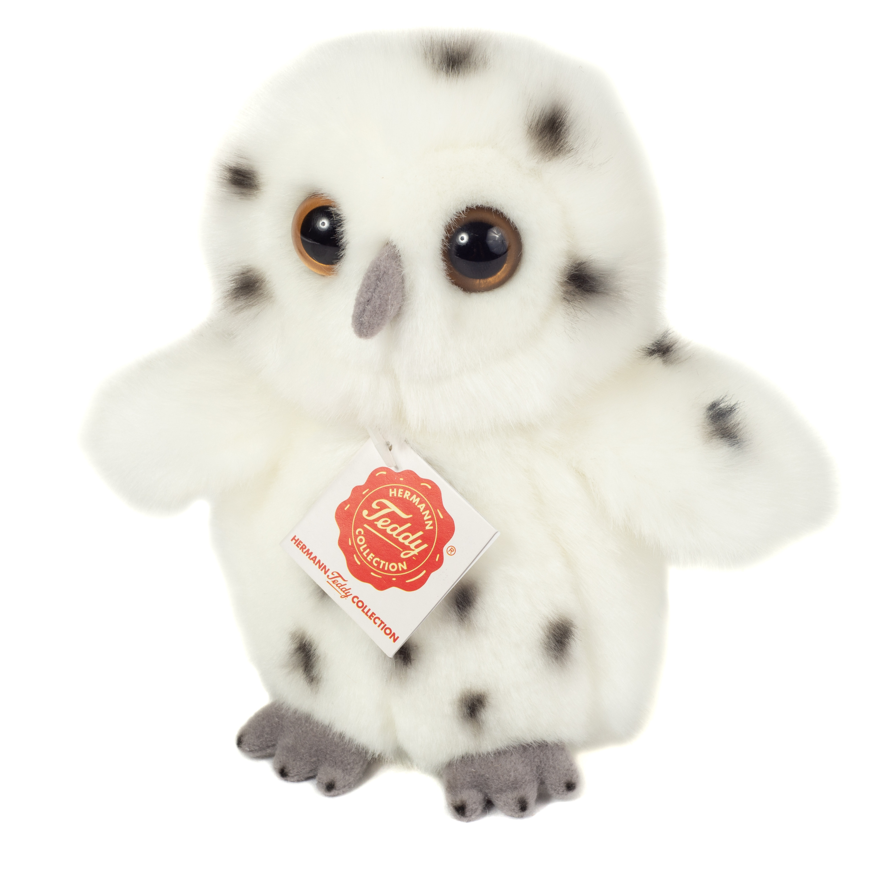 Hermann Teddy Knuffeldier Sneeuwuil - zachte pluche stof - premium kwaliteit knuffels - wit - 16 cm - vogels -