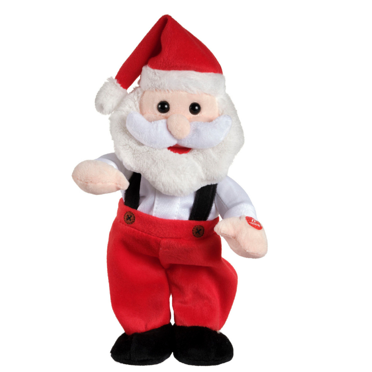 Decoris Kerstman pop - met beweging en geluid - 32 cm - dansen en zingen - kerstfiguur -