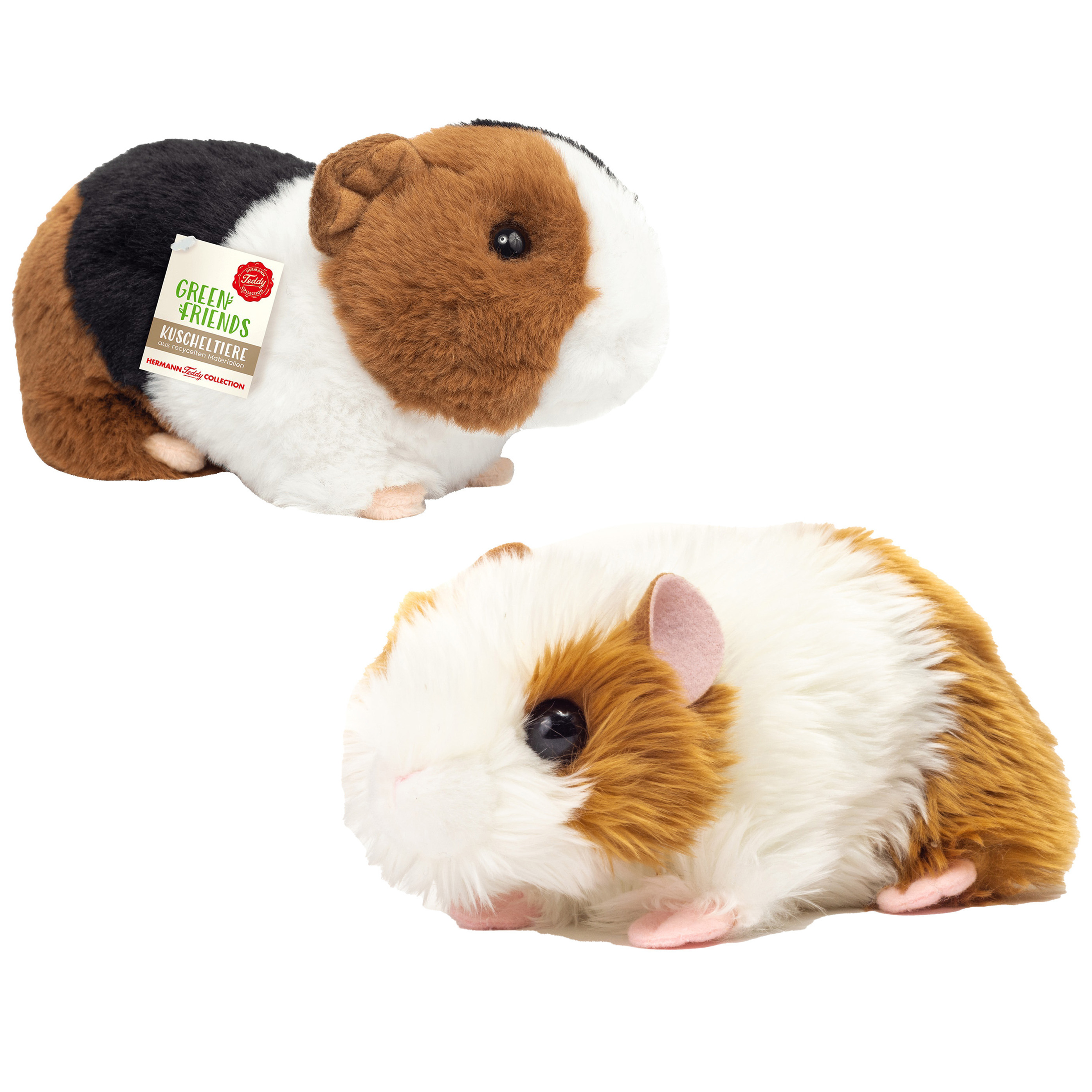 Hermann Teddy Knuffeldier Cavia set 2x stuks - zachte pluche - premium knuffels - multi kleuren - 18 cm -