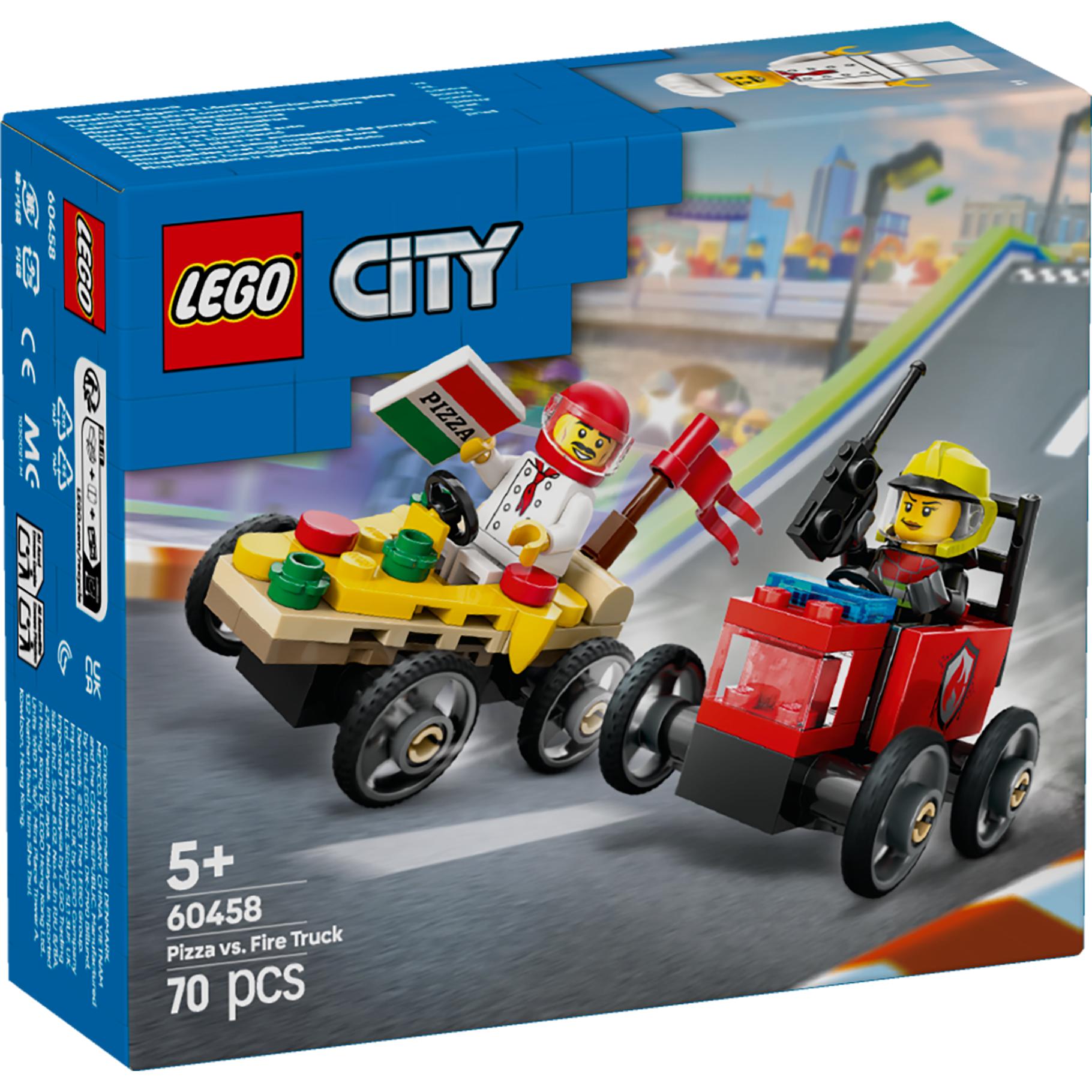 Top1Toys LEGO 60458 City Great Vehicles Raceautopakket: pizzabestelwagen vs. brandweerauto