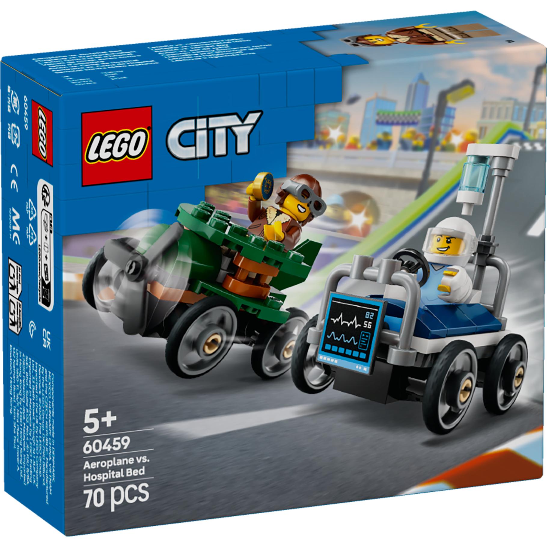 Top1Toys LEGO 60459 City Great Vehicles Raceautopakket:  vliegtuig vs. ziekenhuisbed