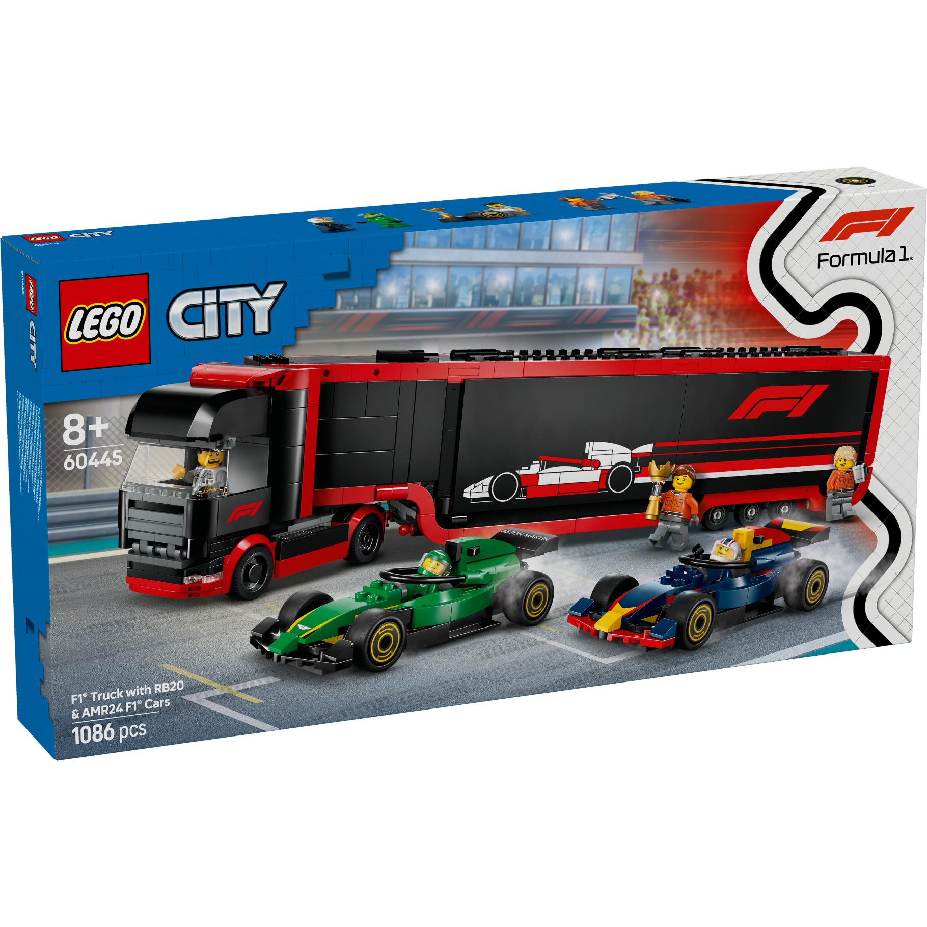 Top1Toys LEGO 60445 City F1 truck met RB20 en AMR24 F1 auto's