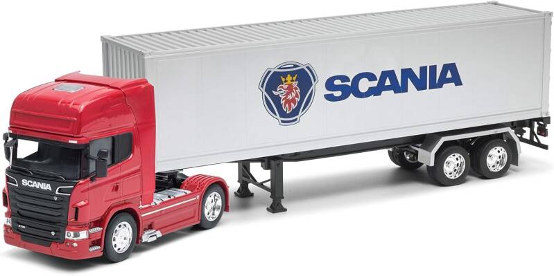 Brinic Modelcars Welly Scania V8 R730 met container trailer