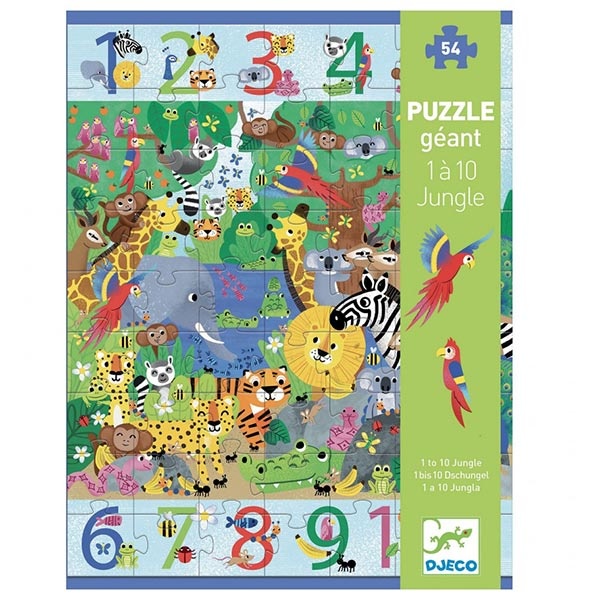 Djeco puzzel 1 tot 10 Jungle - 54 stukjes