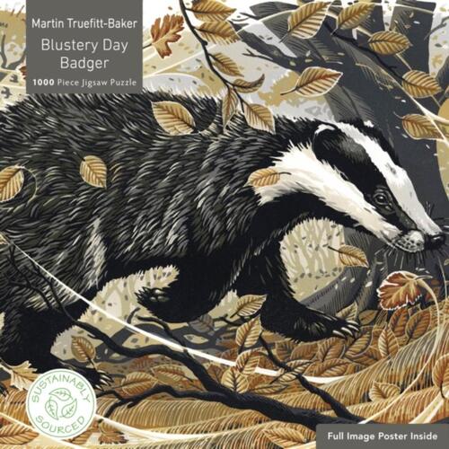 Flame Tree Publishing Adult Sustainable Jigsaw Puzzle Martin Truefitt-Baker: Blustery Day Badger -   (ISBN: 9781835622209)