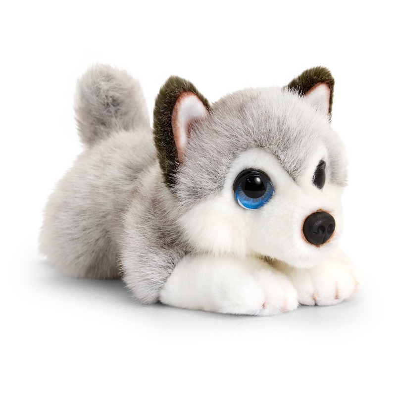 Keel Toys pluche grijs/witte Husky honden knuffel 25 cm -