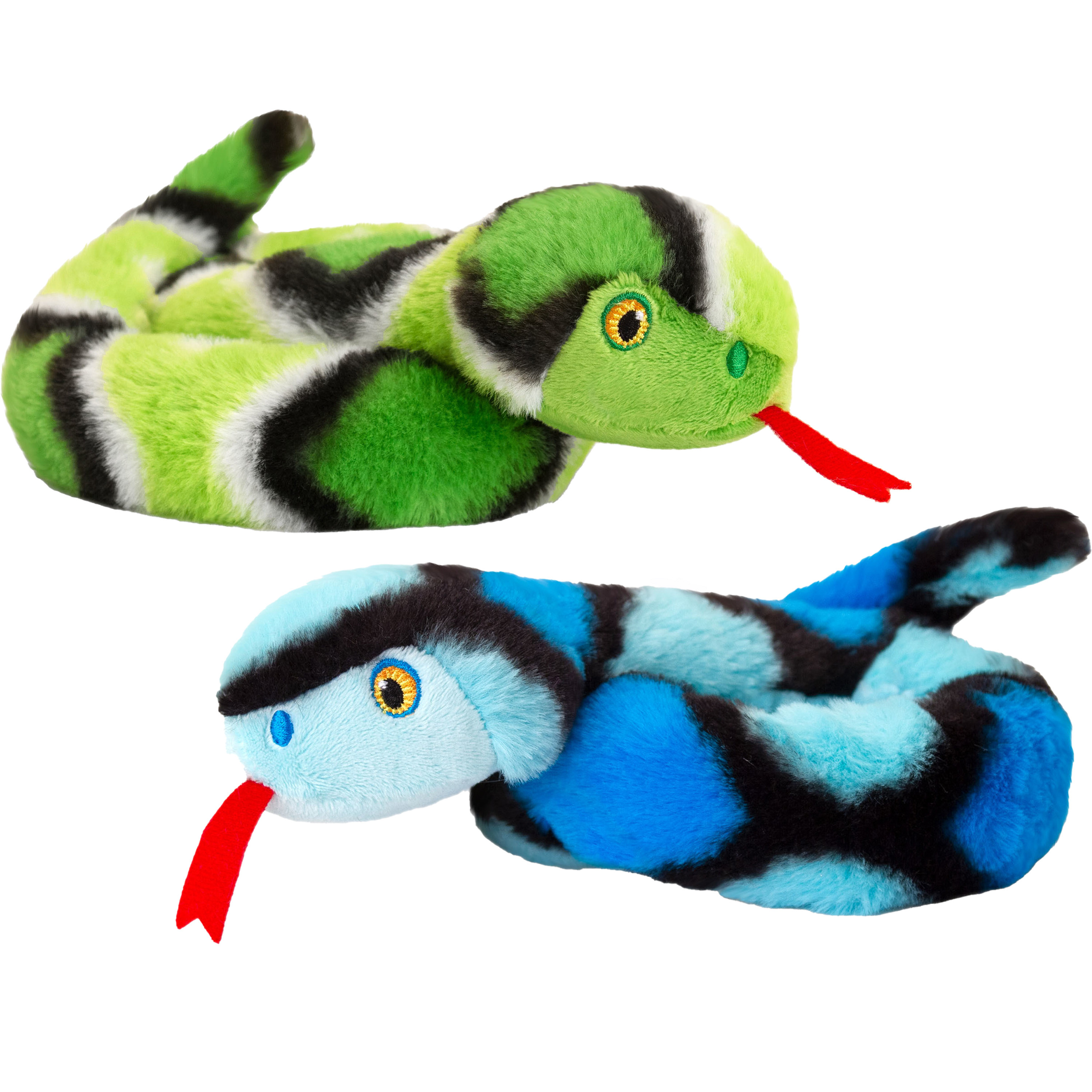 Keel Toys Pluche knuffel dieren kleine opgerolde slangen blauw en groen 65 cm -