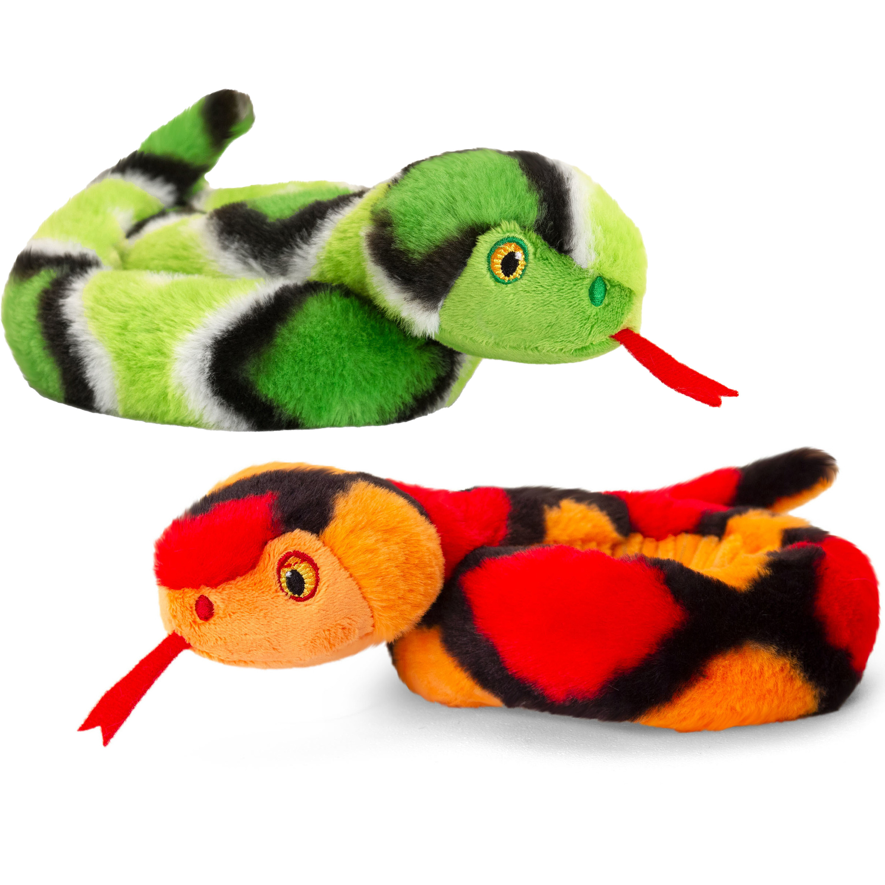 Keel Toys Pluche knuffel dieren kleine opgerolde slangen rood en groen 65 cm -