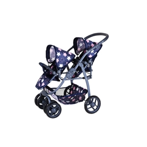 Knorr toys Milo tweeling poppenwagen, ster blauw roze