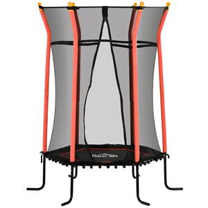 HOMCOM kindertrampoline, Ø163,5 cm, met veiligheidsnet, veilig en stevig, belastbaar tot 50 kg, ideaal voor buiten, zwart & rood | Aosom.nl