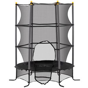 HOMCOM trampoline voor kinderen, Ø163 cm, met veiligheidsnet, veilig voor binnen en buiten, tot 50 kg, stevig staal, kunststof, zwart | Aosom.nl