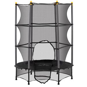 HOMCOM kindertrampoline, Ø140 cm, met veiligheidsnet, voor binnen en buiten, stevig staal, belastbaar tot 50 kg, zwart | Aosom.nl
