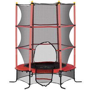 HOMCOM kindertrampoline, Ø163 cm, met veiligheidsnet, veilig voor binnen en buiten, tot 50 kg, stevig staal, kunststof, rood | Aosom.nl