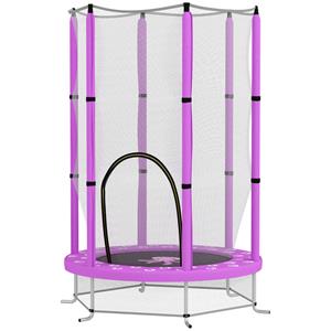 AIYAPLAY Kindertrampoline met Veiligheidsnet, voor Binnen en Buiten, 3-6 Jaar, Paars
