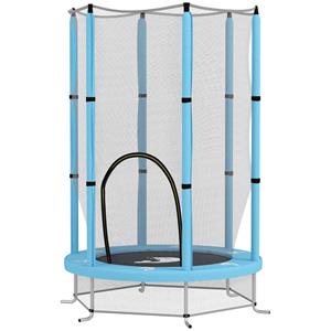AIYAPLAY Kindertrampoline met Veiligheidsnet, Voor Binnen- en Buitengebruik, 3-6 Jaar, Lichtblauw