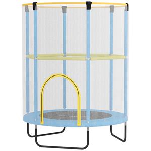 AIYAPLAY Kindertrampoline met Veiligheidsnet, Anti-slip Poten, Ritssluiting Ingang, Kleurrijk