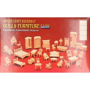 Merkloos Bouwpakket poppenhuismeubels hout -