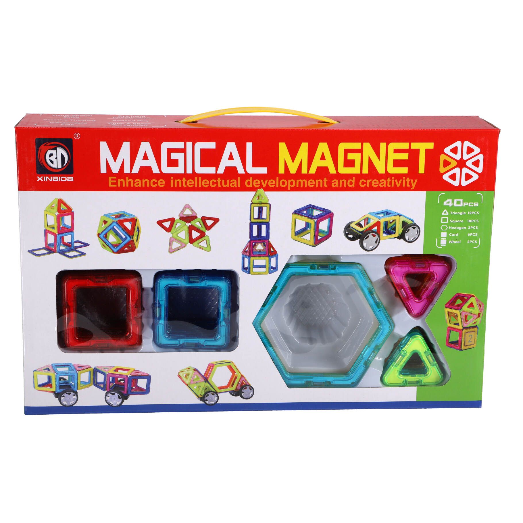 Top1Toys Magnetische tegels diverse vormen 40 delig 5,5 Cm