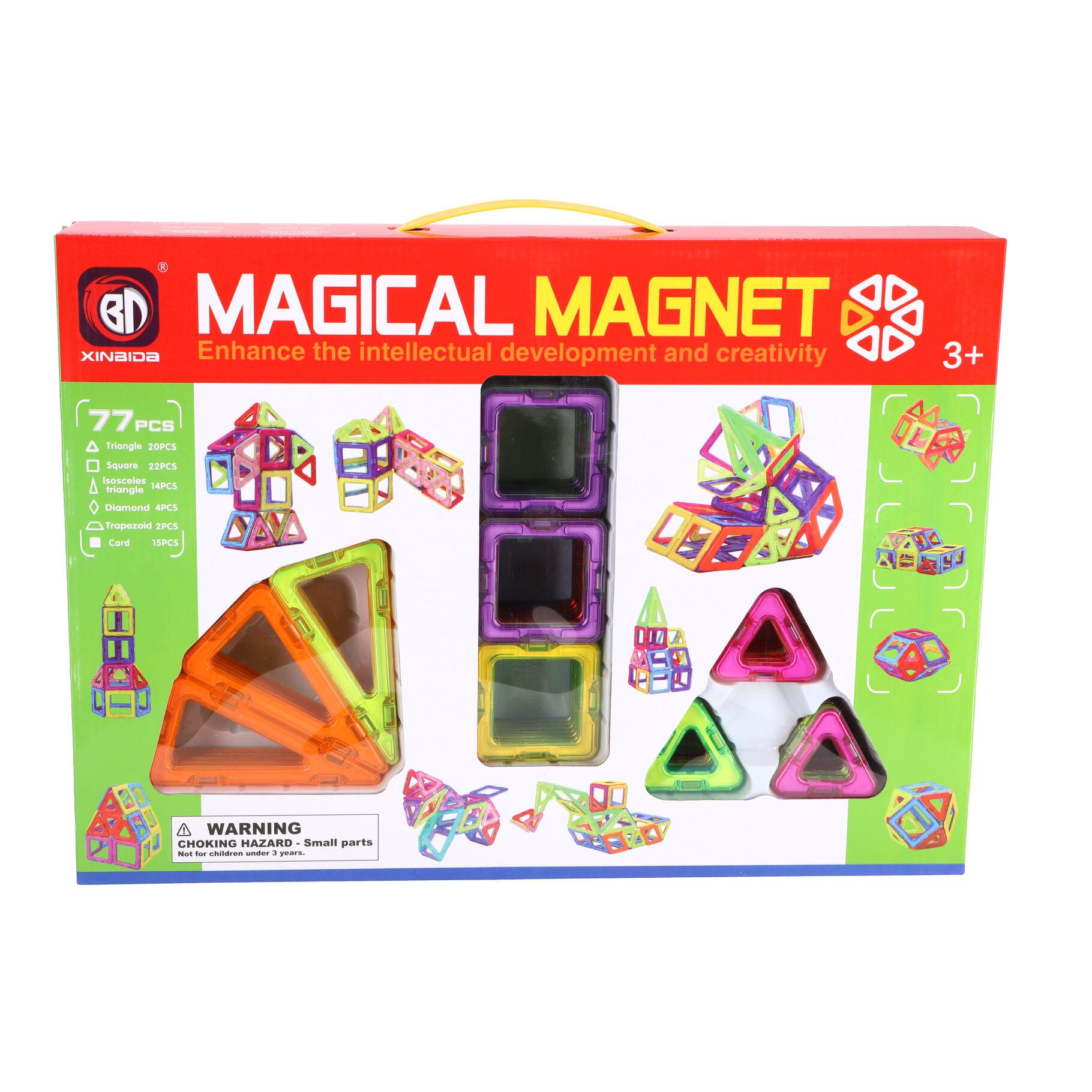 Top1Toys Magnetische tegels diverse vormen 77 delig 5,5 Cm