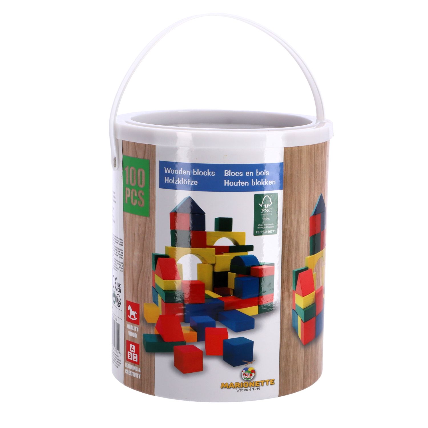 Top1Toys Blokkenton hout 100-delig
