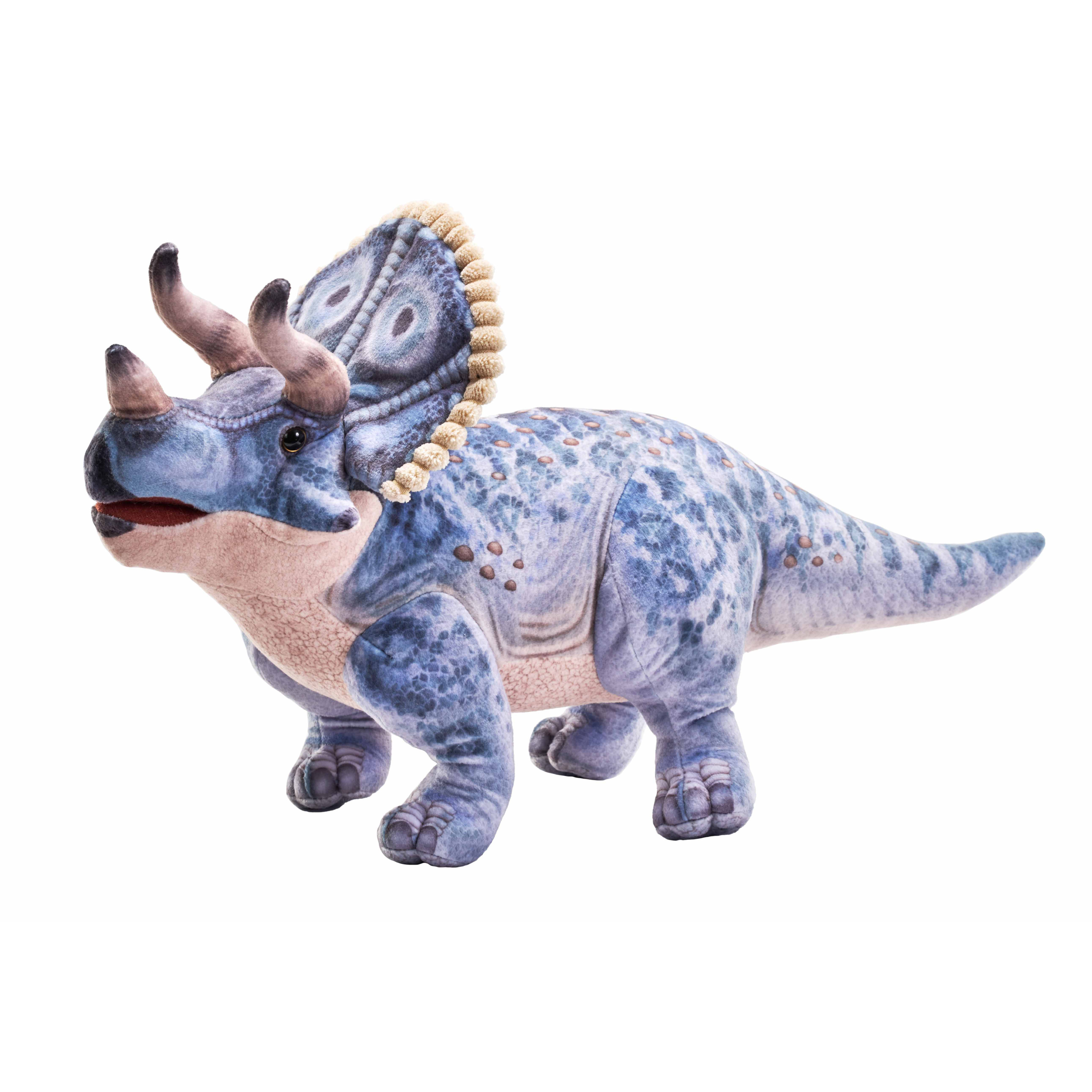 Wild Republic dinosaurus knuffel - Triceratops - blauw - 60 cm - pluche - dino knuffels -