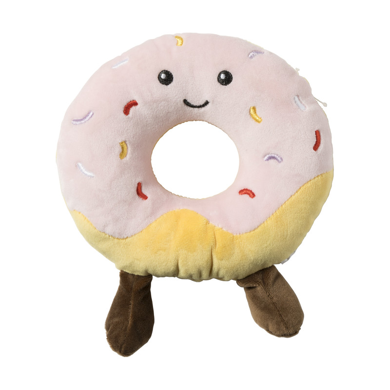 Xenos Knuffel donut - multikleur - ø16 cm