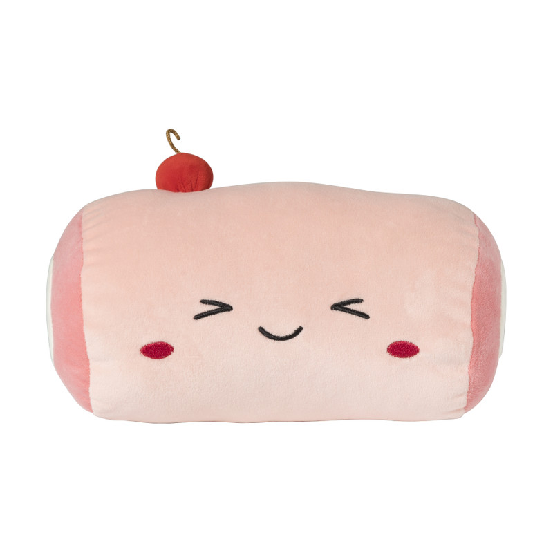 Xenos Knuffelkussen kers - roze - ø12x21 cm