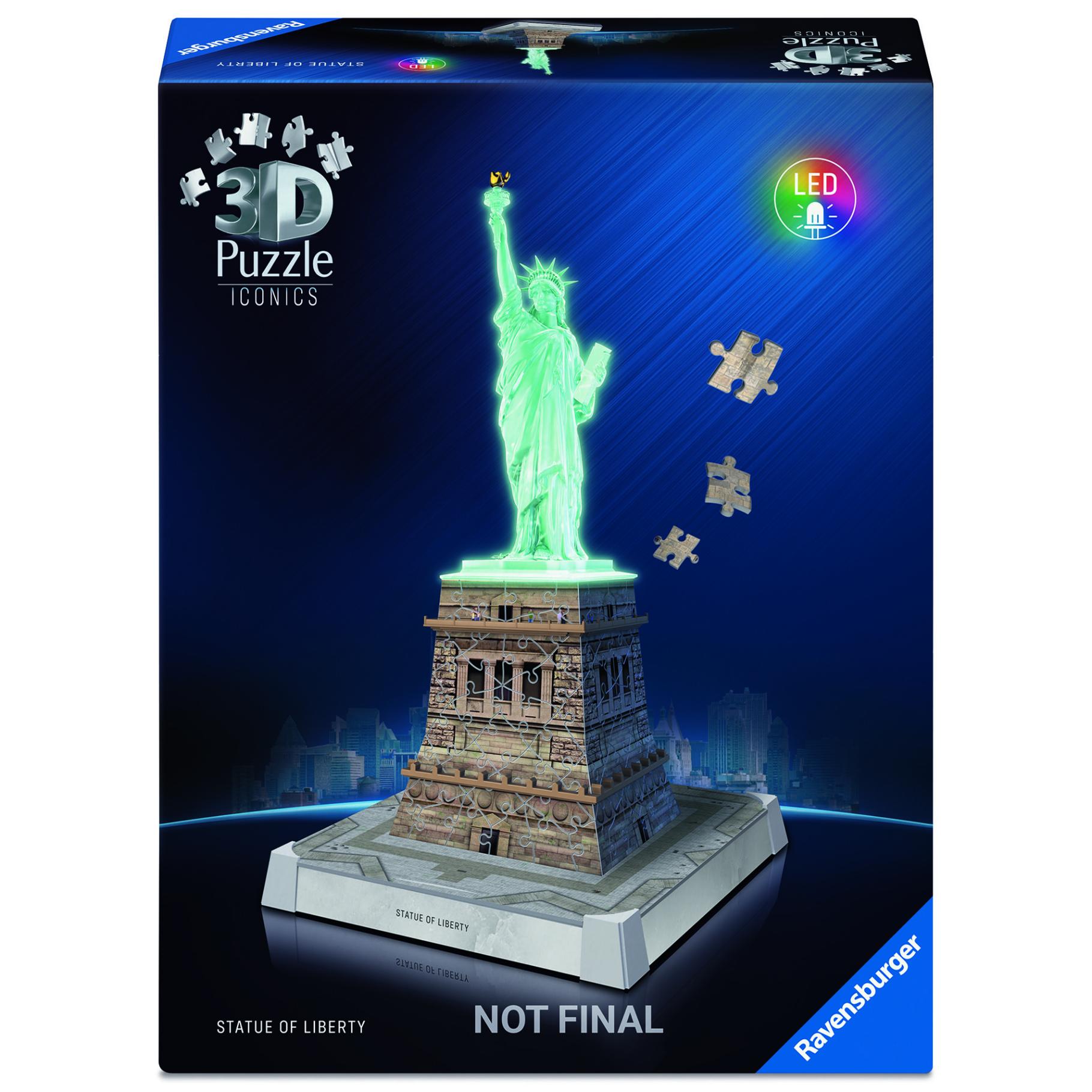 Top1Toys Ravensburger Iconics 3D puzzel vrijheidsbeeld met  licht