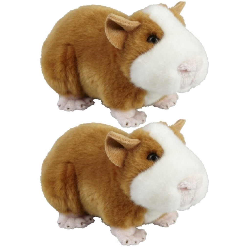 Merkloos 2x stuks pluche bruine cavia knuffel 18 cm speelgoed -