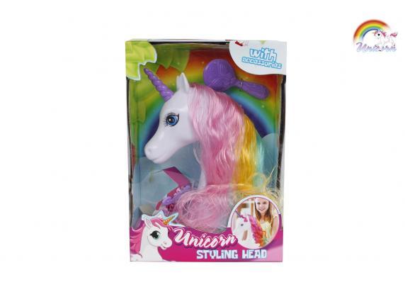 Eenhoorn styling hoofd 20cm met accessoires