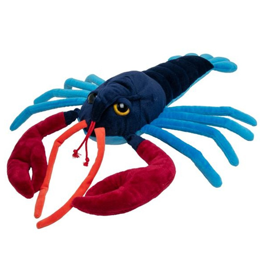 Nature Planet Knuffeldier Kreeft - zachte pluche stof - veel details - blauw/rood - 43 cm -