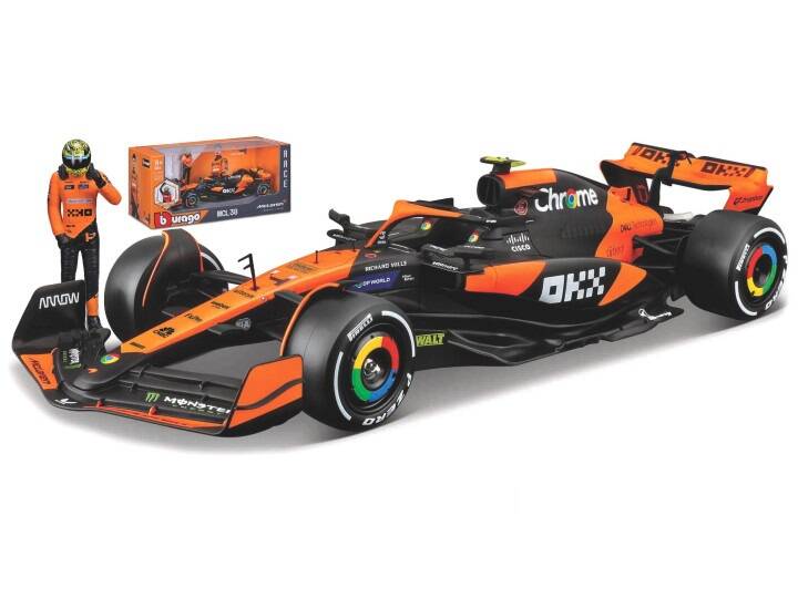 Brinic Modelcars Bburago McLaren MCL38 F1 met Lando Norris figuurtje
