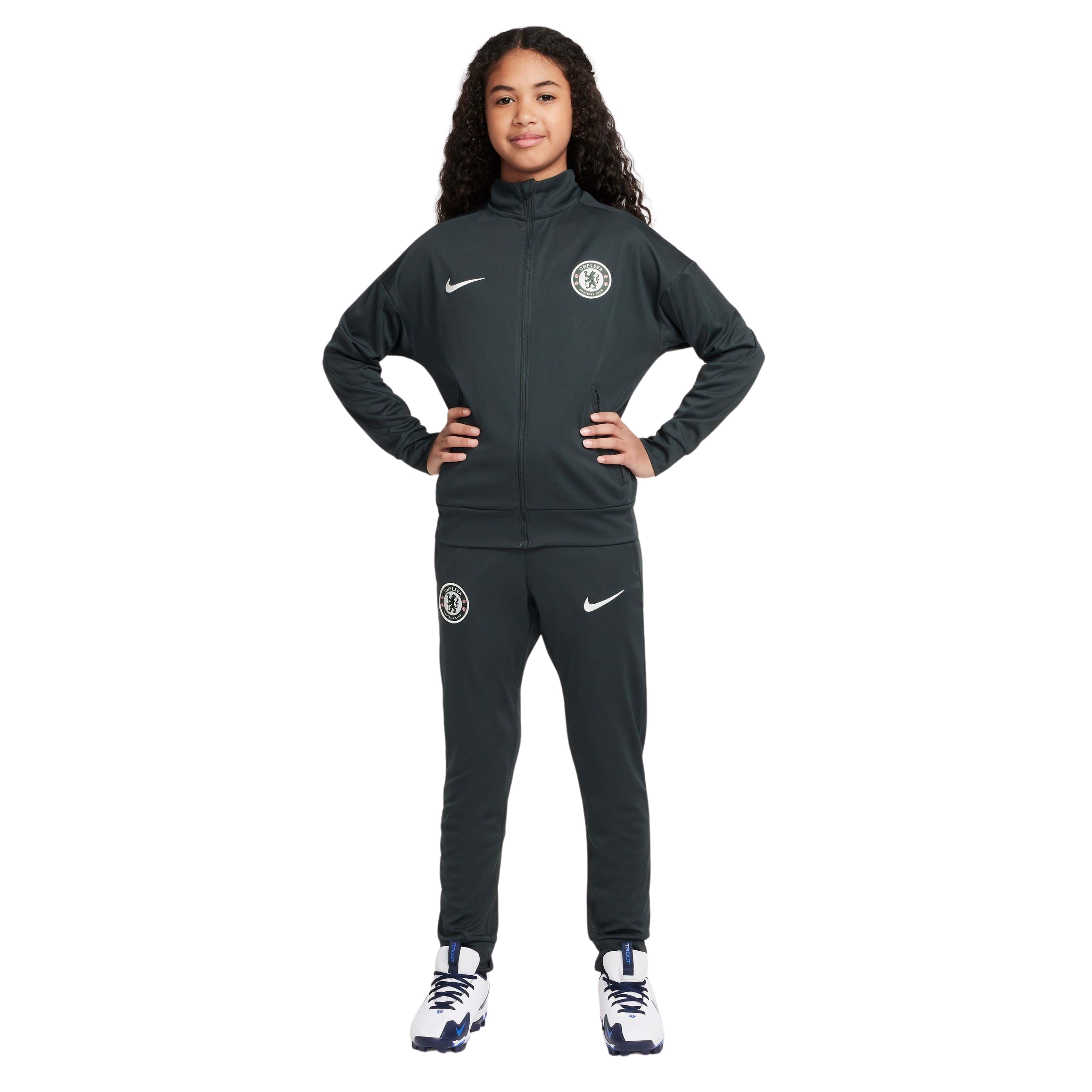Nike Chelsea Academy Pro Trainingspak Full-Zip 2025-2026 Kids Donkergroen Wit