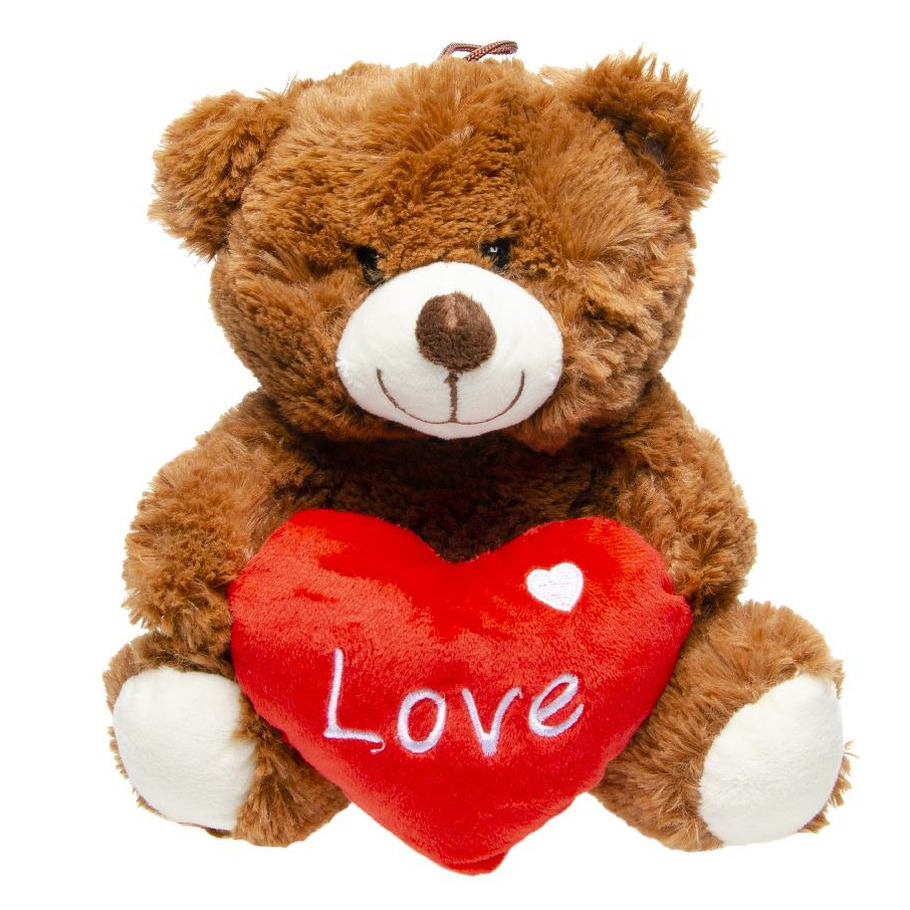 Duckiez Pluche beer - 23 cm - bruin - knuffel met hartje - Valentijn -