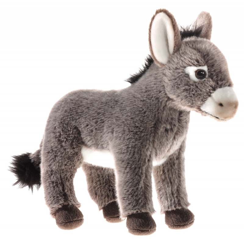 Heunec Pluche ezel knuffel - grijs - 25 cm - knuffeltje/knuffeldieren -