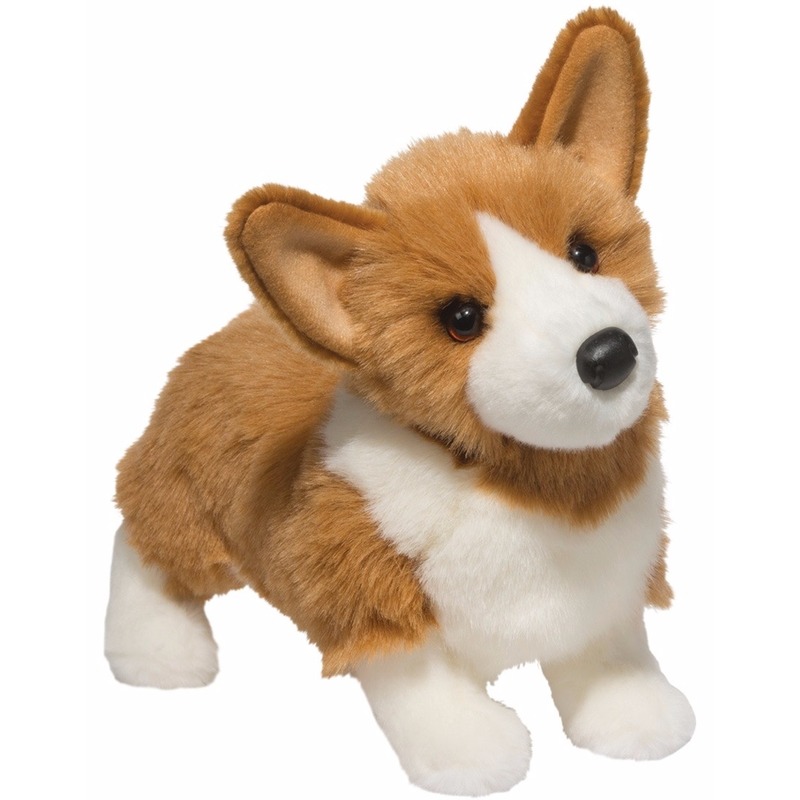 Douglas Pluche Welsh Corgi honden knuffel - bruin/wit - cm - huisdieren knuffels -