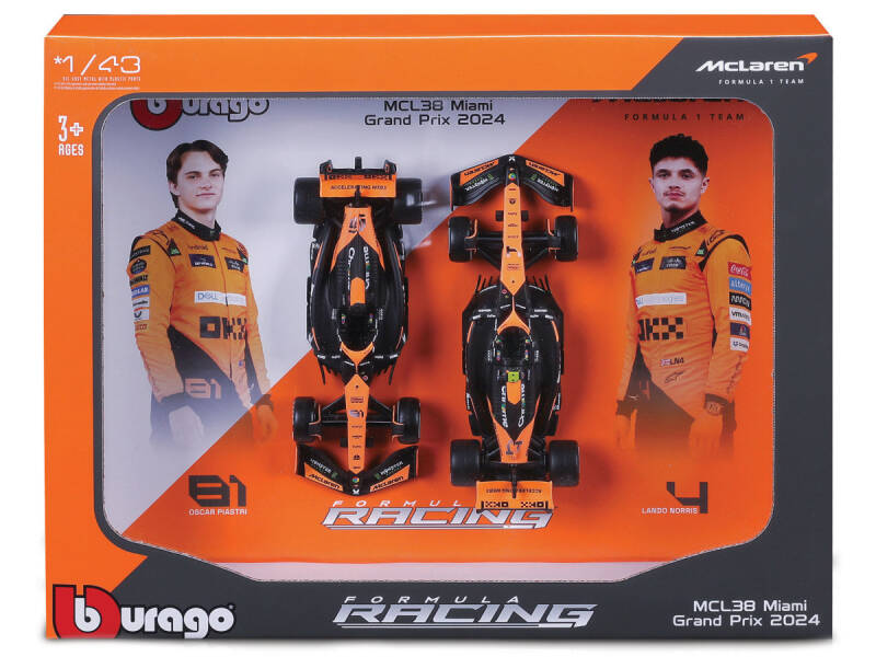 Brinic Modelcars Bburago McLaren MCL38 Norris - Piastri F1 (set van 2 auto's)