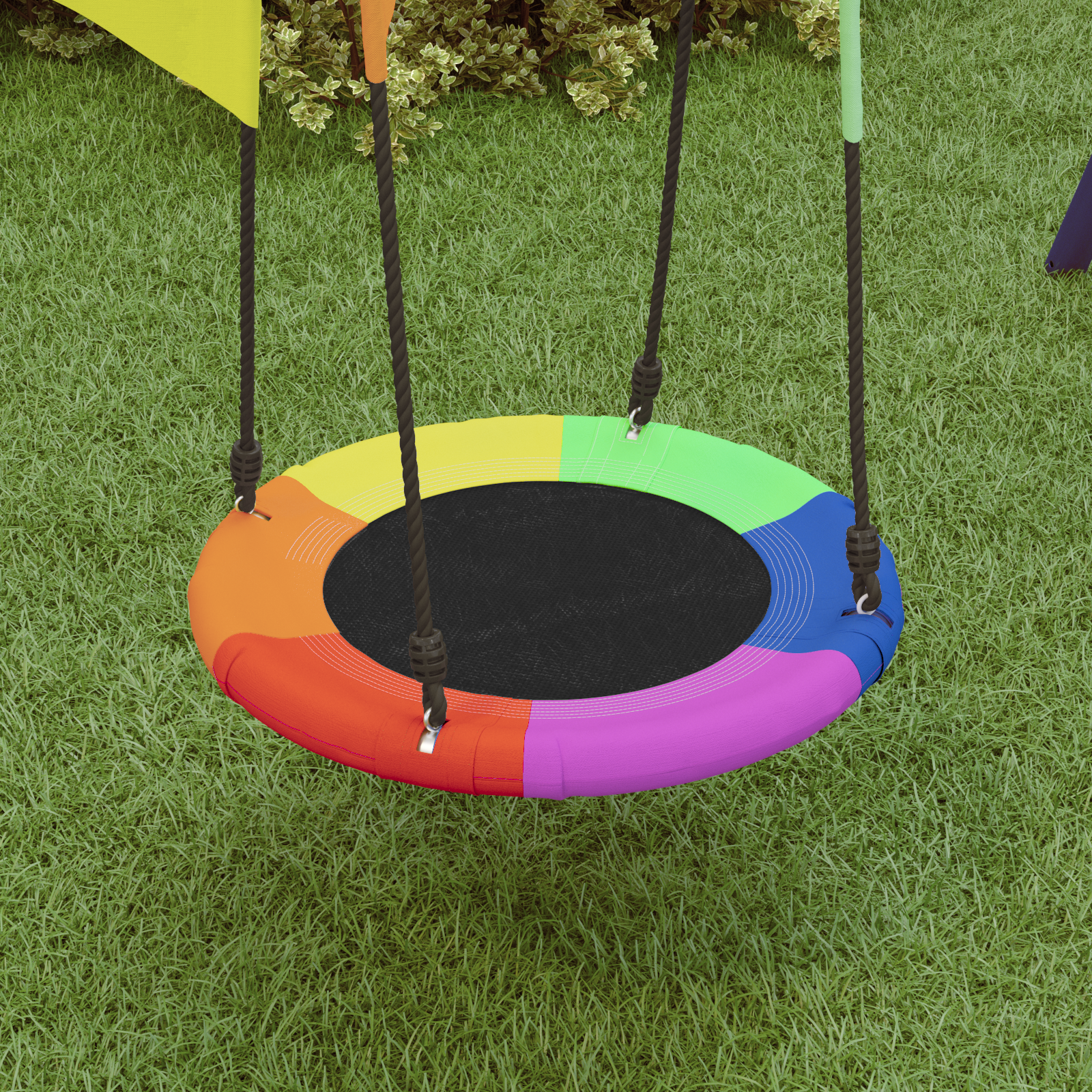 vidaXL Nest Schommel met Vlaggen, Multicolor, Ø 60 cm, Tot 100 kg, Gemaakt van Oxford Stof