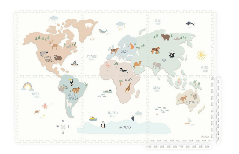Play and Go Play&Go | EEVAA Puzzelmat En Opbergbox Worldmap Colour