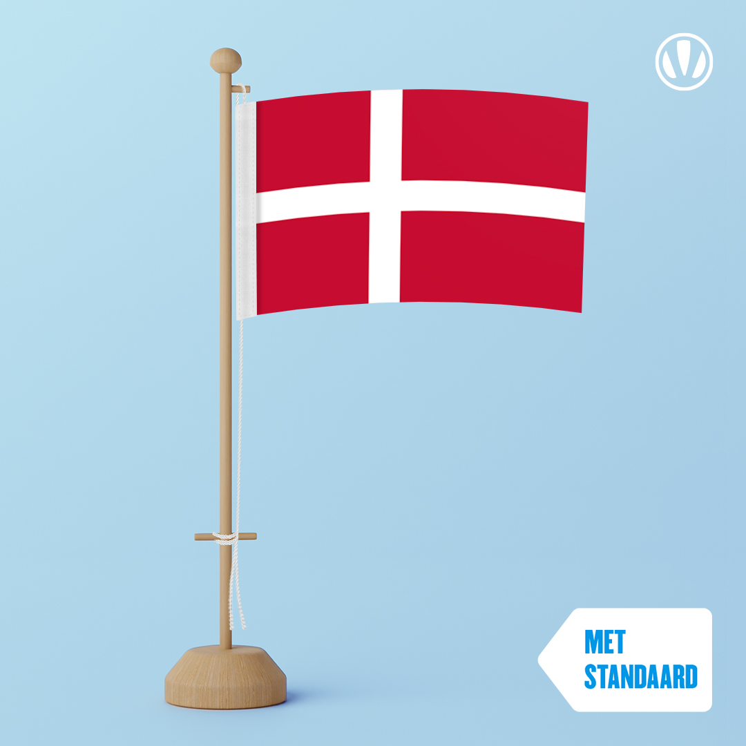 Vlaggenclub.nl Tafelvlag Denemarken 10x15cm | met standaard