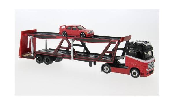 Brinic Modelcars Maisto Mercedes Benz Actros autotransporter + Mercedes 190E