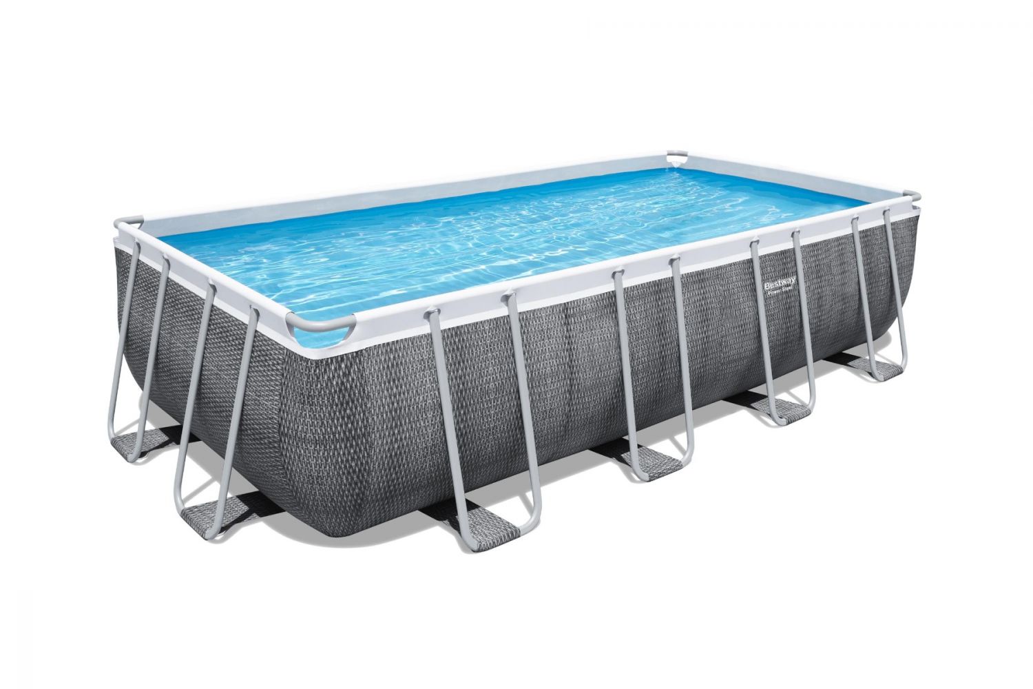 Bestway Power Steel zwembad rechthoek rotan 488 x 244 x 122 cm