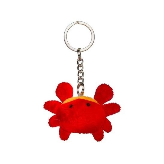 Nature Planet krab sleutelhanger - 8x - rood - stof - 6 cm - knuffel -