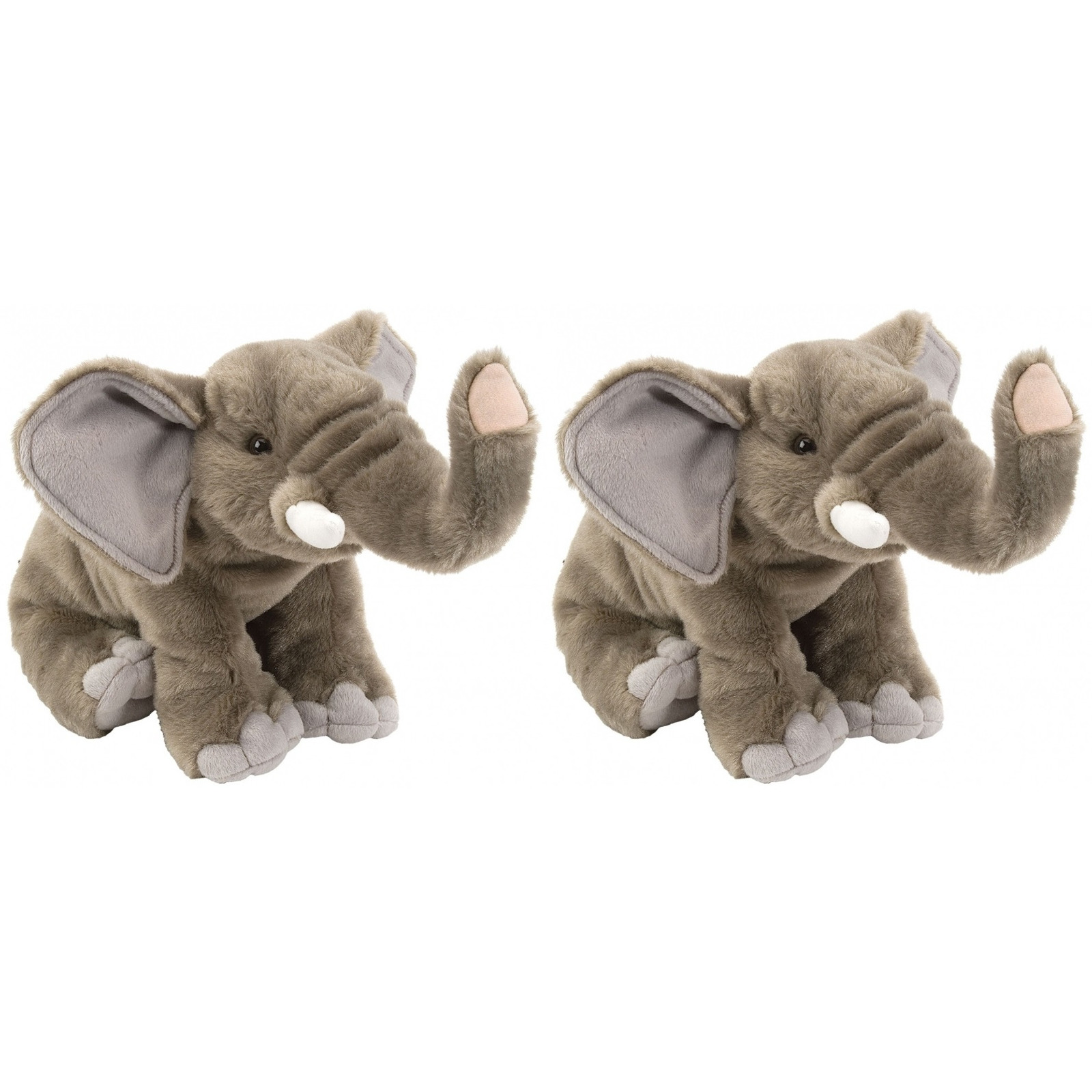 Wild Republic 2x stuks pluche olifant knuffel 30 cm -