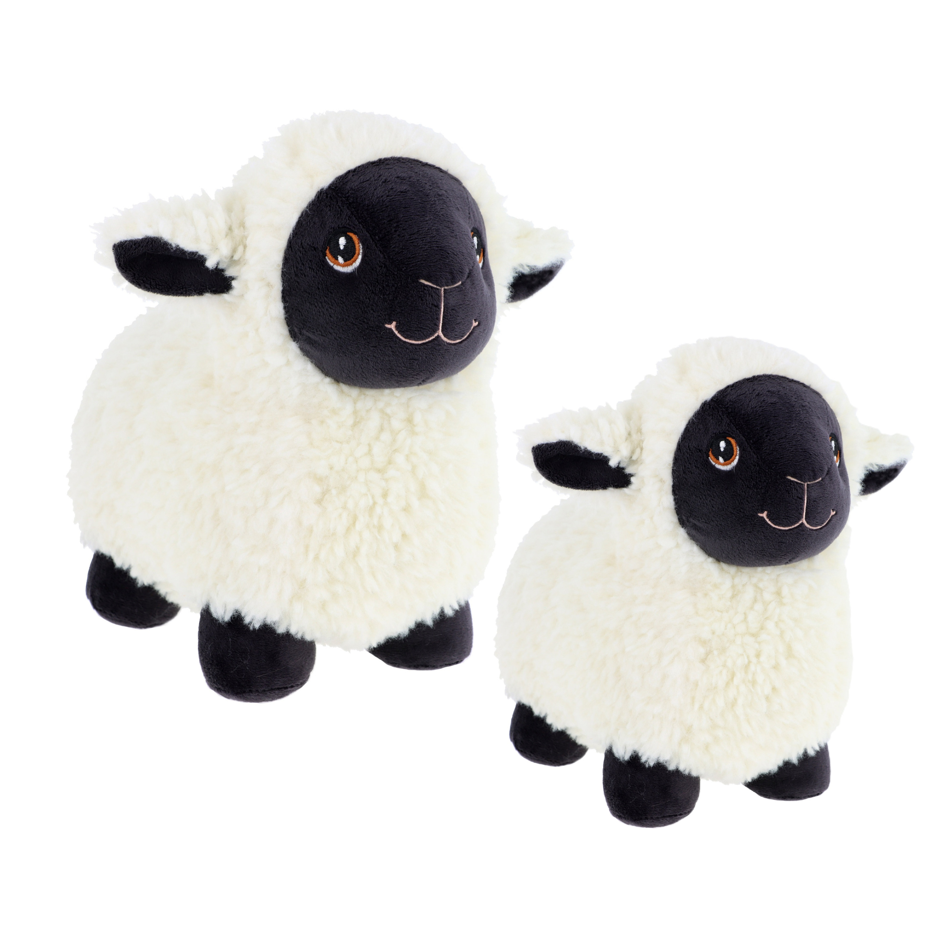 Keel Toys 2x schapen knuffels - pluche schaap/lammetje knuffeldier - wit - lopend - 18 en 25 cm -