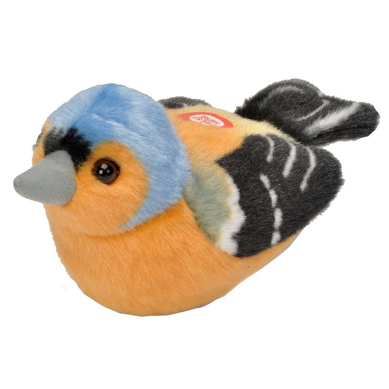 Wild Republic pluche vink vogel knuffel met geluid - 13 x 11 cm -
