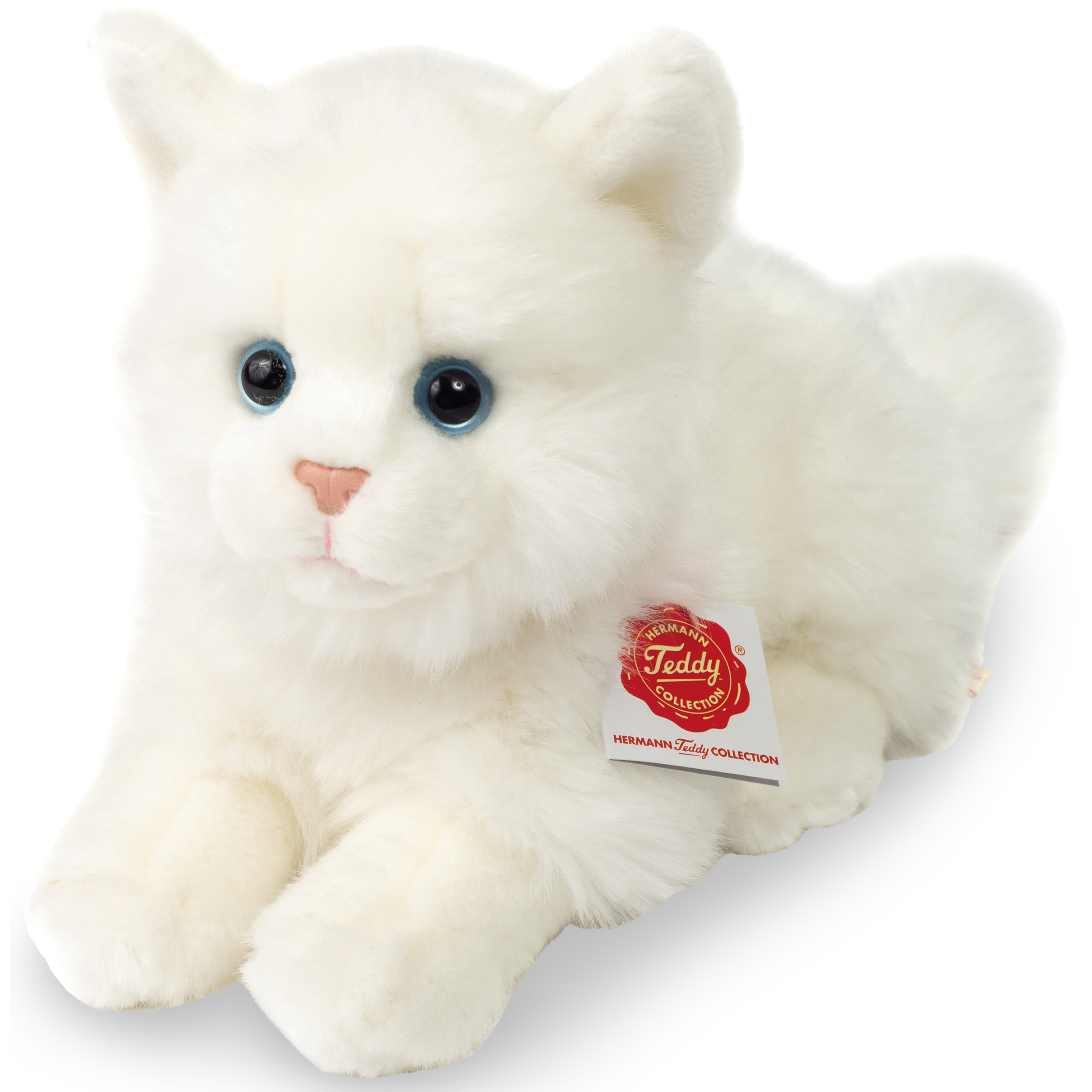 Teddy Hermann Knuffeldier Britse korthaar kat/poes - zachte pluche stof - premium kwaliteit knuffels - wit - 20 cm -